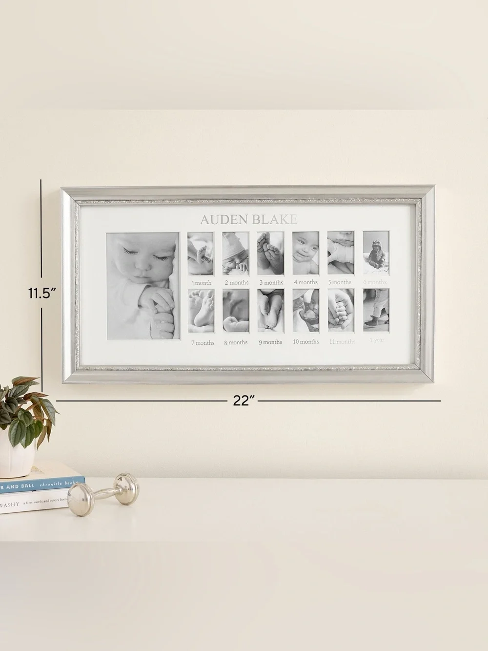 Pottery Barn Silver Leaf First Year Baby Photo Frame, NWT (No Insert Included)